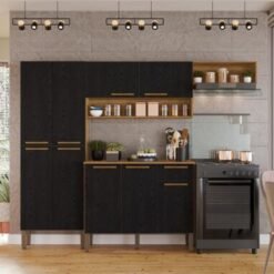 Cozinha Completa Madri 4 peças - Cinamomo/Preto