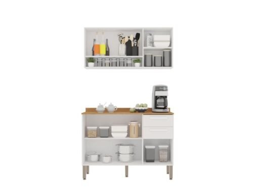 Combo Armário de Cozinha Aéreo 3 portas + Balcão 1.20 New Valência - Branco - Imagem 3