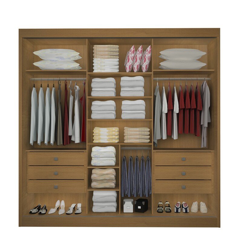 Roupeiro Casal Los Angeles Cinamomo/Off 3 Portas 6 Gavetas C/ 1 Espelho Detalhe Ripado Portas Flex 100% MDF Larg. 2.73m - D Doro - Imagem 2