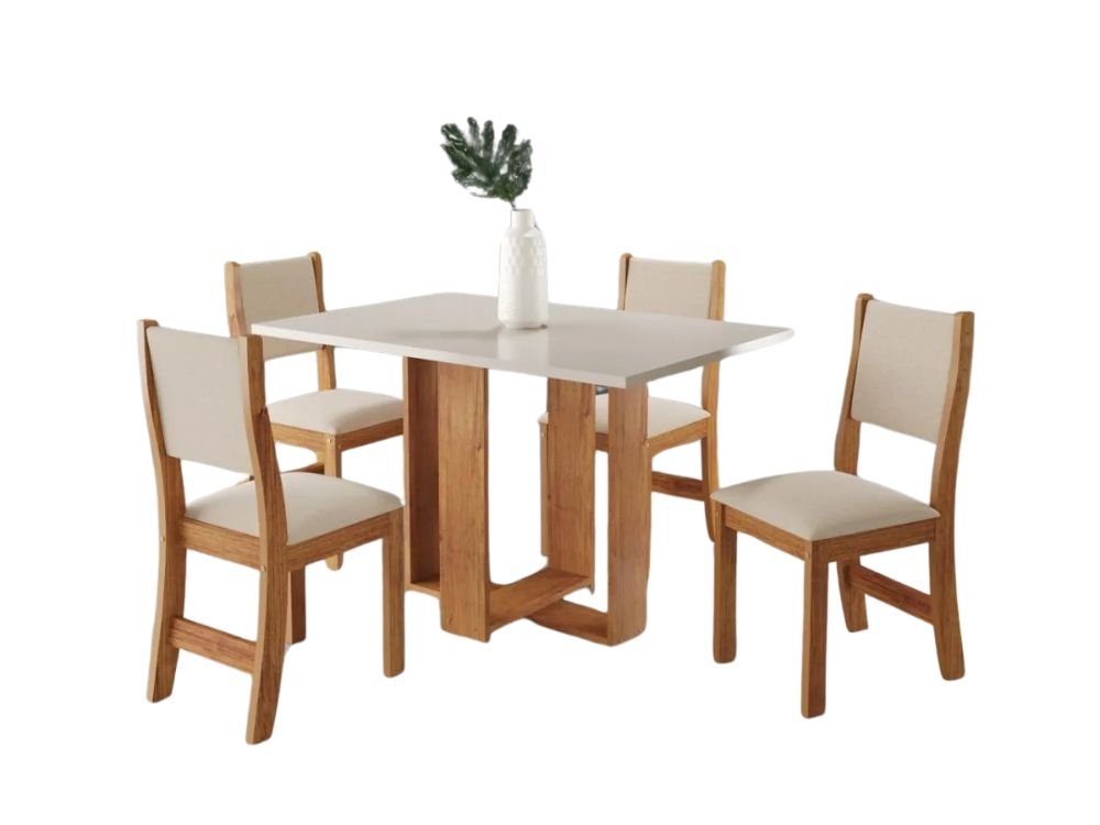 Mesa de Jantar Magic 1.20x0.80 Com 4 Cadeiras Sol Linho - Mel/Blonde - Imagem 2