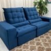 Sofá Retrátil Reclinável Small 2.30m - Azul Veludão