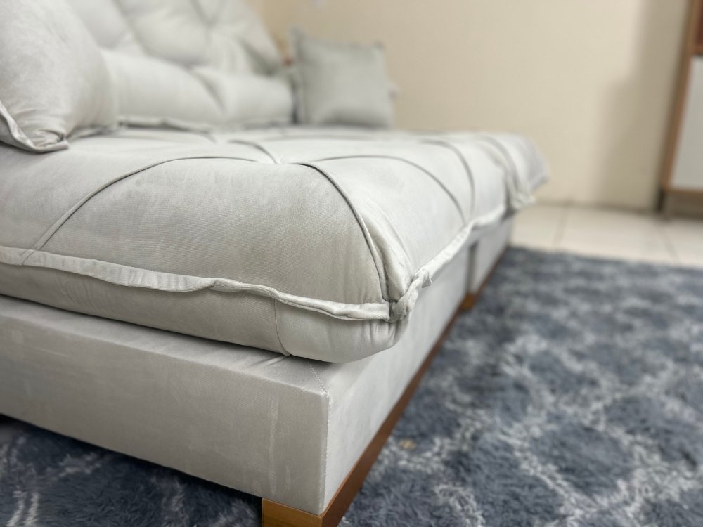 Sofá Retrátil e Reclinável Eros 2.50m - Bege Veludo - Imagem 2