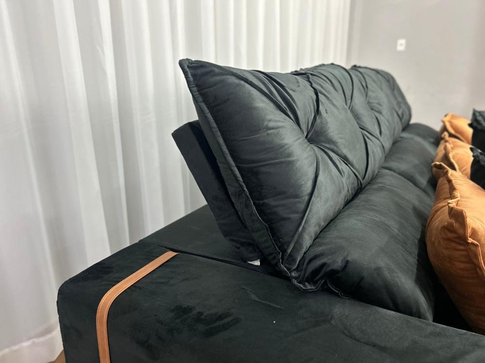 Sofá Retrátil Reclinável Pleno 3 Módulos 2.90m - Preto Veludo - Imagem 6