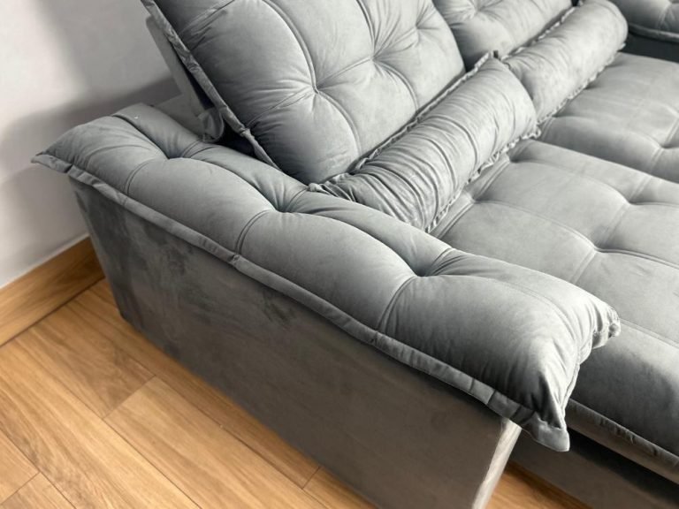 Sofá Retrátil e Reclinável Istambul 2.30m - Cinza Veludo - Imagem 5