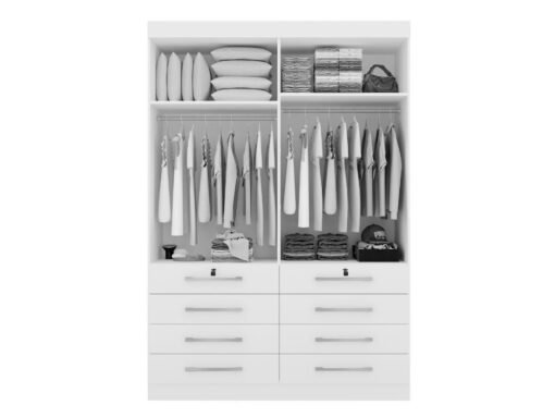 Guarda-Roupa Mônaco c/ espelho 4 portas e 8 gavetas - Branco - Imagem 3
