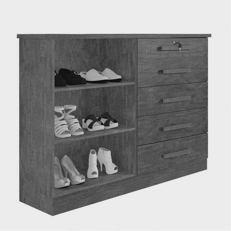 Cômoda New Athos Branco 5 Gavetas e Sapateira Larg. 1.36m - D Doro - Imagem 2