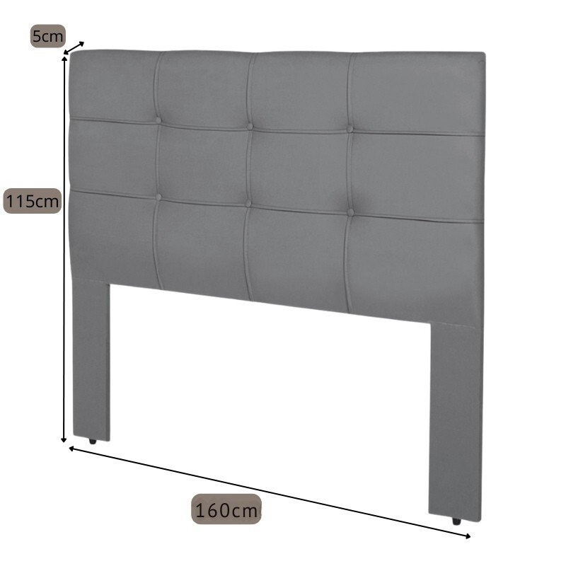 Cabeceira Cama Box Queen 1.60 Eslovênia Veludo Cinza - Imagem 3