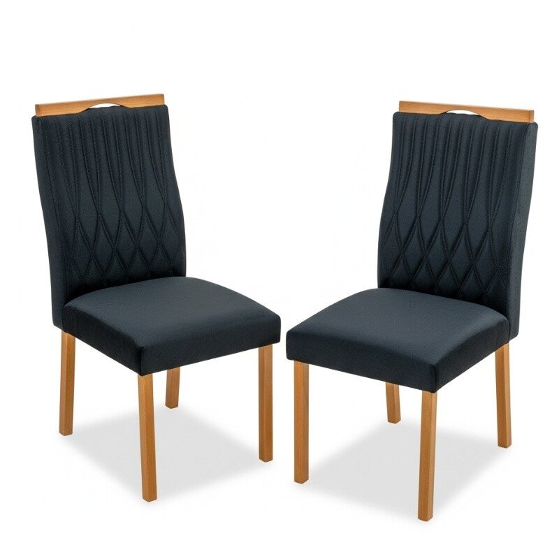 2 Cadeiras Genova Veludo Preto 504 - Art Assentos