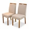 2 Cadeiras Isabela Linho Bege 01 Madeira Maciça KM Decor - Entregue Montada