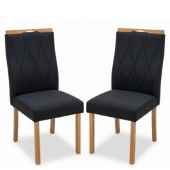 2 Cadeiras Lisboa Preto 504 Madeira Maciça Art Assento - Entregue Montada
