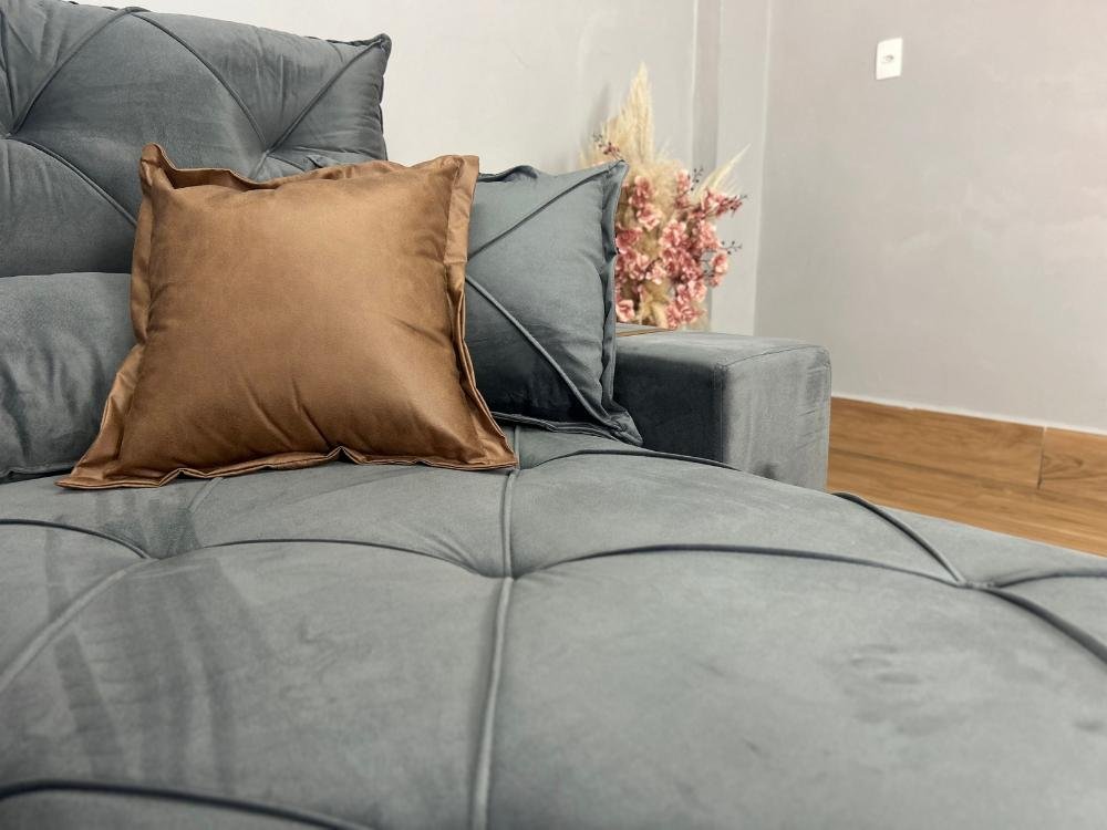 Sofá Retrátil e Reclinável Gran Bello 2.50m - Cinza Veludo - Imagem 3