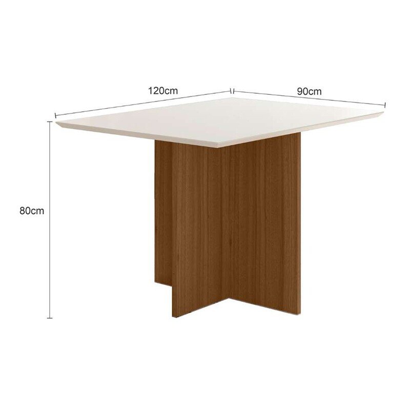 Mesa de Jantar Helo 120×90 Vidro Off/Base Mel - Poliman - Imagem 4