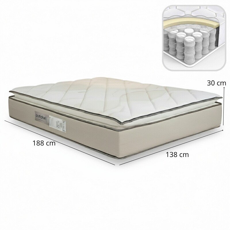 Colchão Casal Copacabana Linho Bege 138x188x30 Molas ensacadas Portobel | Suporta até 240kg - Imagem 3