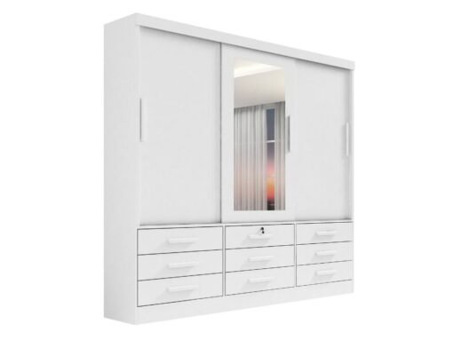 Guarda-Roupa Meridian 3 portas e 9 gavetas - Branco