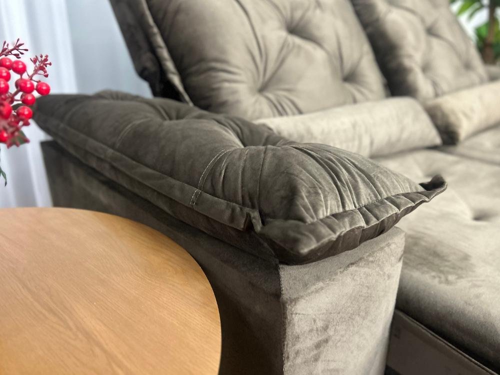 Sofá Retrátil Reclinável Porto Madeiro 2.00m- Marrom Veludo - Imagem 4