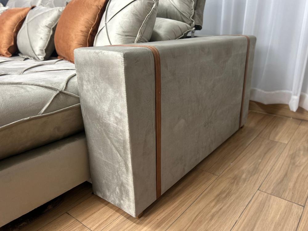 Sofá Retrátil Reclinável Pleno 3 Módulos 2.90m - Capuccino Veludo - Imagem 9