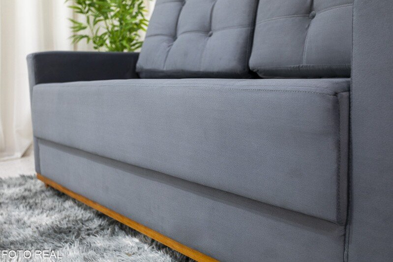 Sofá 3 lugares Living Áustria Veludo Grafite A15 Larg. 1.70m - Imagem 4