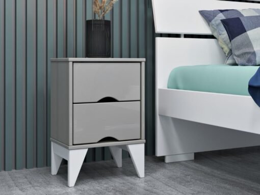 Mesa de Cabeceira Twister 2 Gavetas Tcil - Off White