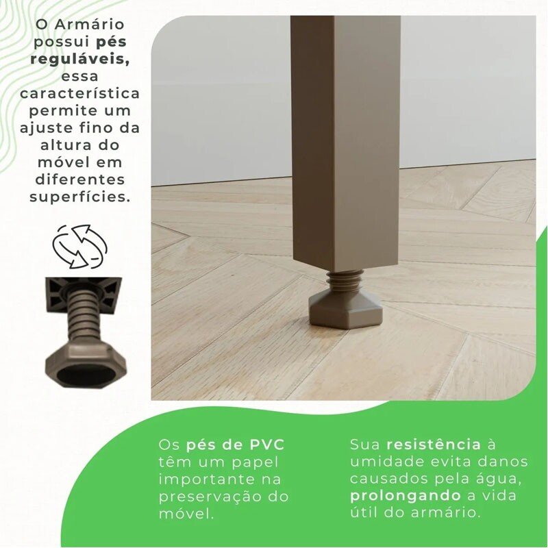Armário Cozinha New Topázio Cinamomo/Off 6 Portas 2 Gavetas Larg. 1.65m - Sallêto - Imagem 10