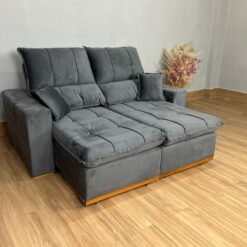 Sofá Retrátil Reclinável Oásis 1.80m - Cinza Veludão
