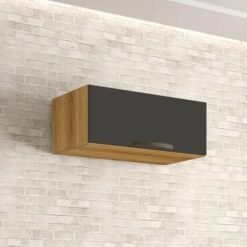 Armário de Cozinha Aéreo Geladeira Valência - Carvalho/Grafite