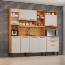 Armário Kit de Cozinha Nápoles 2,20m - Cinamomo/Off White