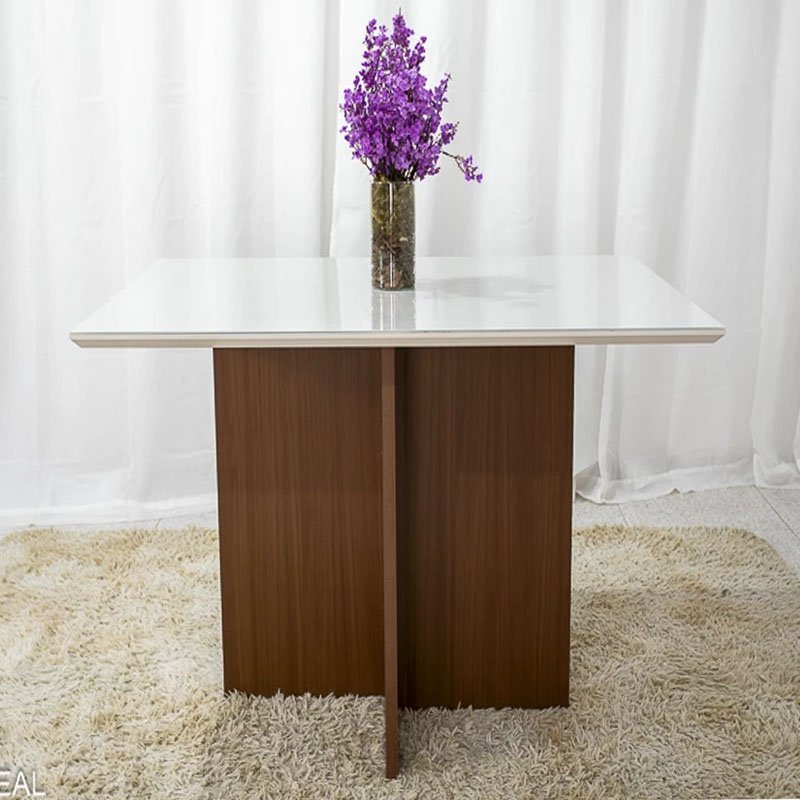 Mesa de Jantar Helo 120×90 Vidro Off/Base Mel - Poliman - Imagem 3