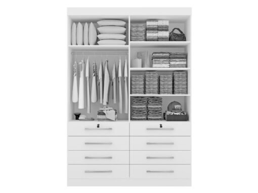 Guarda-Roupa Mônaco c/ espelho 4 portas e 8 gavetas - Branco - Imagem 2