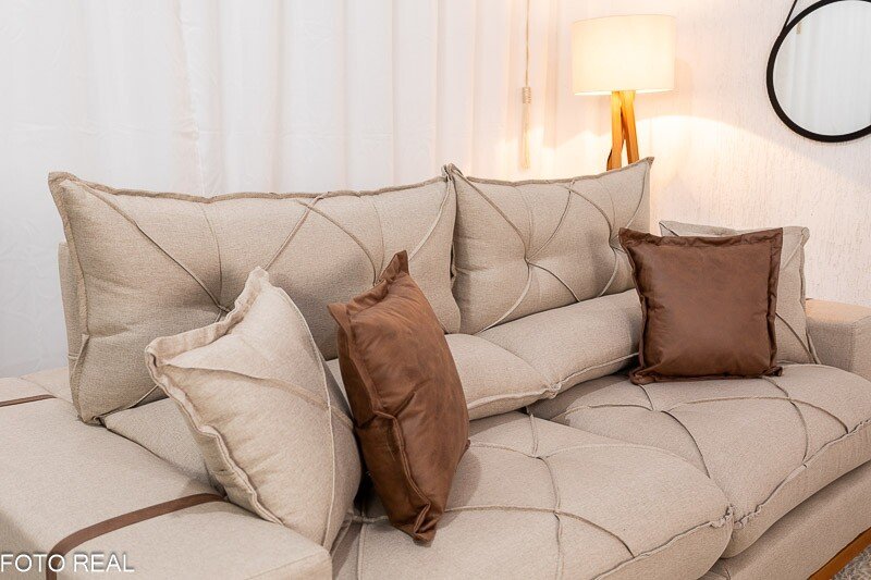 Sofá Retrátil Reclinável Gran Bello 2.30m Linho Bege 30 - Molas Ensacadas Pocket - Imagem 7