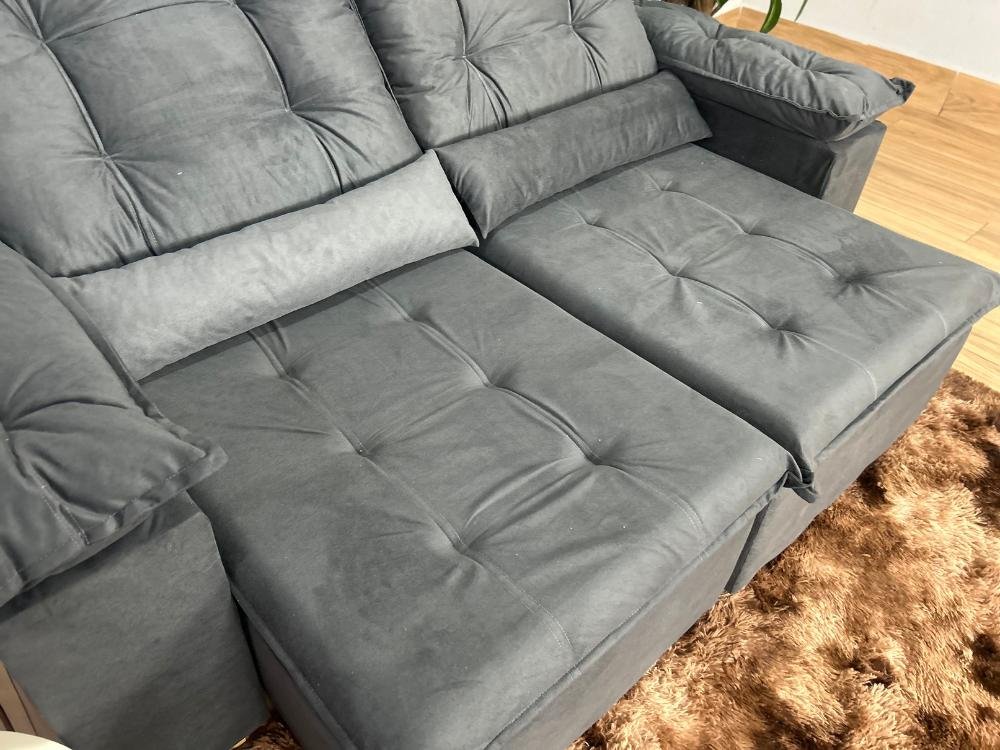 Sofá Retrátil Reclinável Atenas 2.00m - Cinza Veludo - Imagem 5