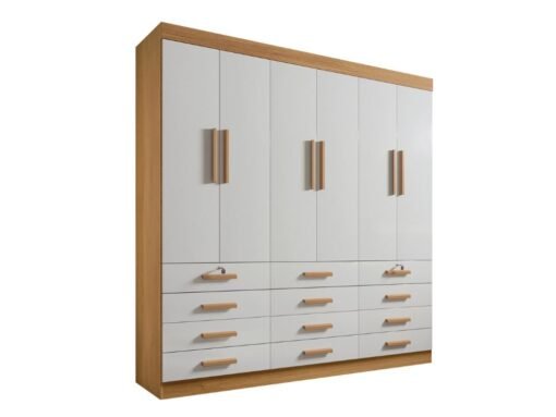 Guarda-Roupa Mônaco 6 portas e 12 gavetas - Cinamomo/Off White - Imagem 5