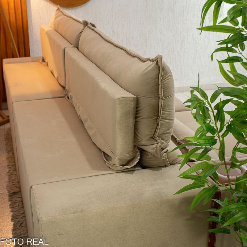 Sofá Retrátil Reclinável Ravello 2.50m Veludo Bege 3040/04 - Molas Ensacadas Pockets - Imagem 9
