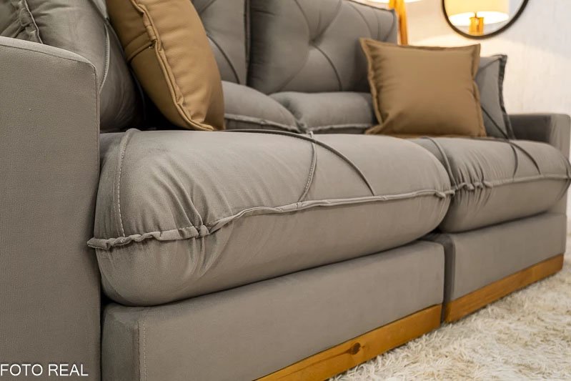Sofá Retrátil Reclinável Gran Bello 2.00m Veludo Capuccino - Molas Ensacadas - Imagem 7