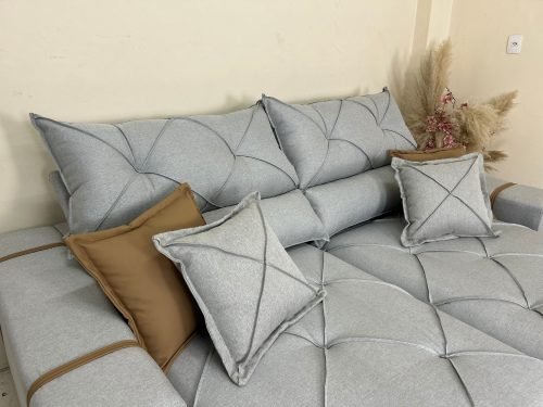 Sofá Retrátil e Reclinável Gran Bello 2.50m - Cinza Linho - Imagem 3