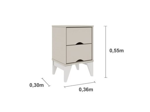 Mesa de Cabeceira Twister 2 Gavetas Tcil - Off White - Imagem 2
