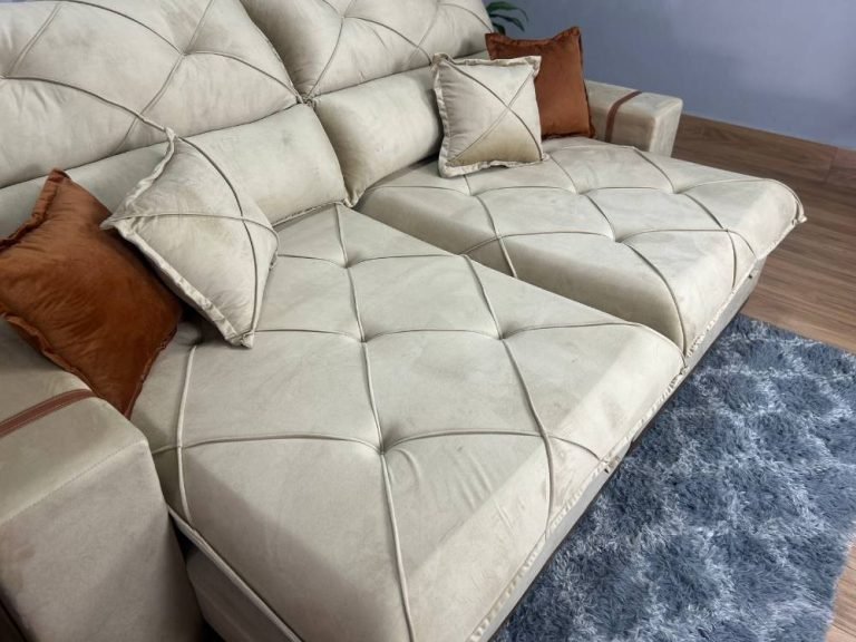 Sofá Retrátil Reclinável Pleno 2.50m - Bege Veludo - Imagem 4
