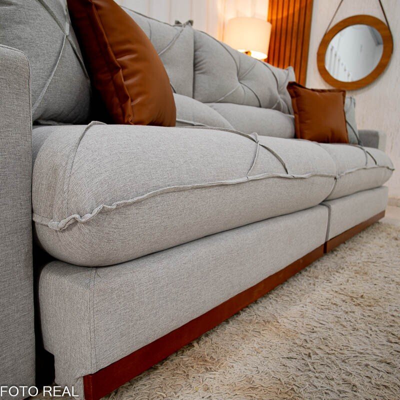 Sofá Retrátil Reclinável Gran Bello 2.90m Linho Cinza 31 - Molas Ensacadas - Imagem 4
