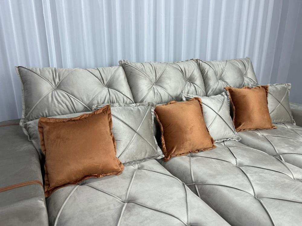 Sofá Retrátil Reclinável Pleno 3 Módulos 2.90m - Capuccino Veludo - Imagem 5