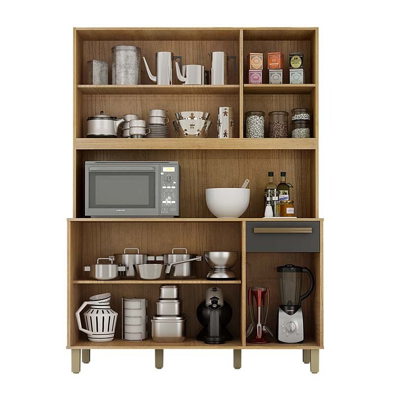 Armário de Cozinha Rubi Cinamomo/Grafite Valdemoveis - Imagem 2