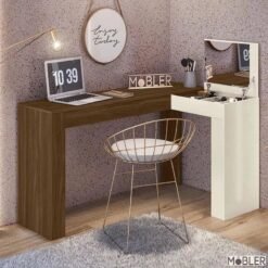 Escrivaninha Penteadeira de Canto Jade Freijo/Off  - Mobler