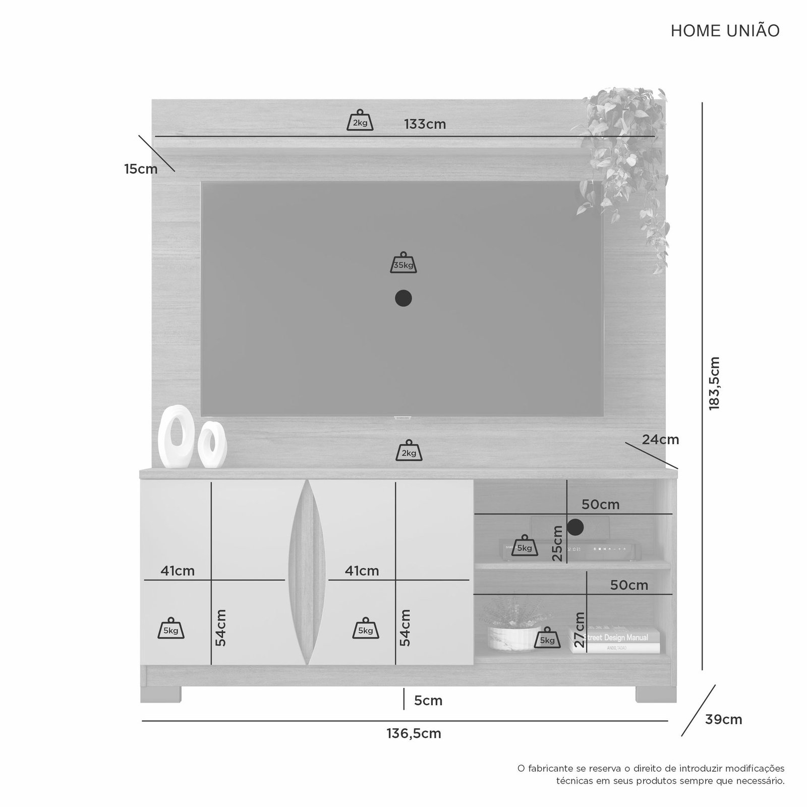 Home União 56" - Cinamomo/Off White - Imagem 3