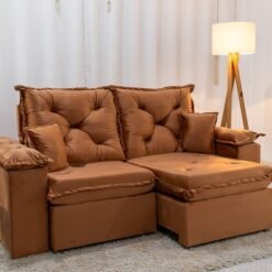 Sofá Retrátil Reclinável Porto Madri 2.00m Veludo Terracota - D28 Pró Aditivada