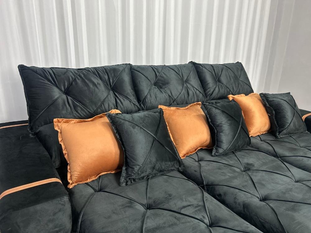 Sofá Retrátil Reclinável Pleno 3 Módulos 2.90m - Preto Veludo - Imagem 5