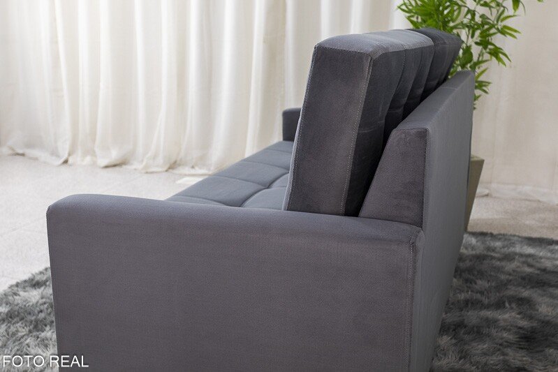 Sofá 3 lugares Living Áustria Veludo Grafite A15 Larg. 1.70m - Imagem 5