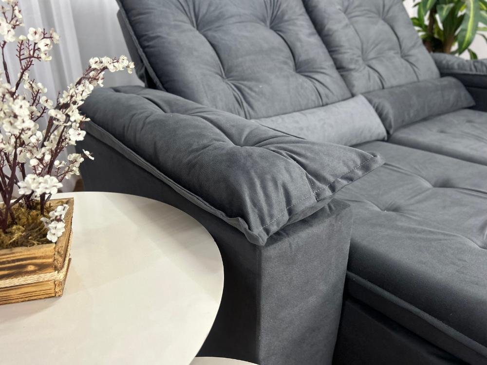 Sofá Retrátil Reclinável Atenas 2.00m - Cinza Veludo - Imagem 7