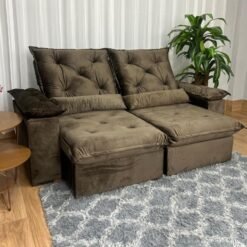 Sofá Retrátil Reclinável Porto Madeiro 2.00m- Marrom Veludo