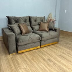 Sofá Retrátil e Reclinável Gran Bello 2.50m - Marrom Veludo