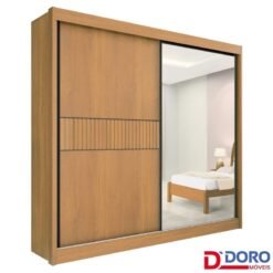 Guarda-Roupa Casal 2 Portas Titanium Ripado MDF Cinamomo/Off White Larg. 2.20m D Doro