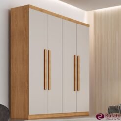 Guarda-roupa Império Nature/Off 4 Portas 3 Gavetas Larg. 1.80m 100% MDF Rufato
