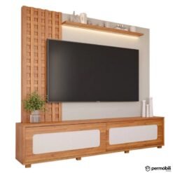 Home Marrocos Larg. 2.30m Cinamomo/Off C/LED 100% MDF para TV até 84" - Permóbili